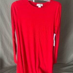 Red Long Sleeve Swing Dress